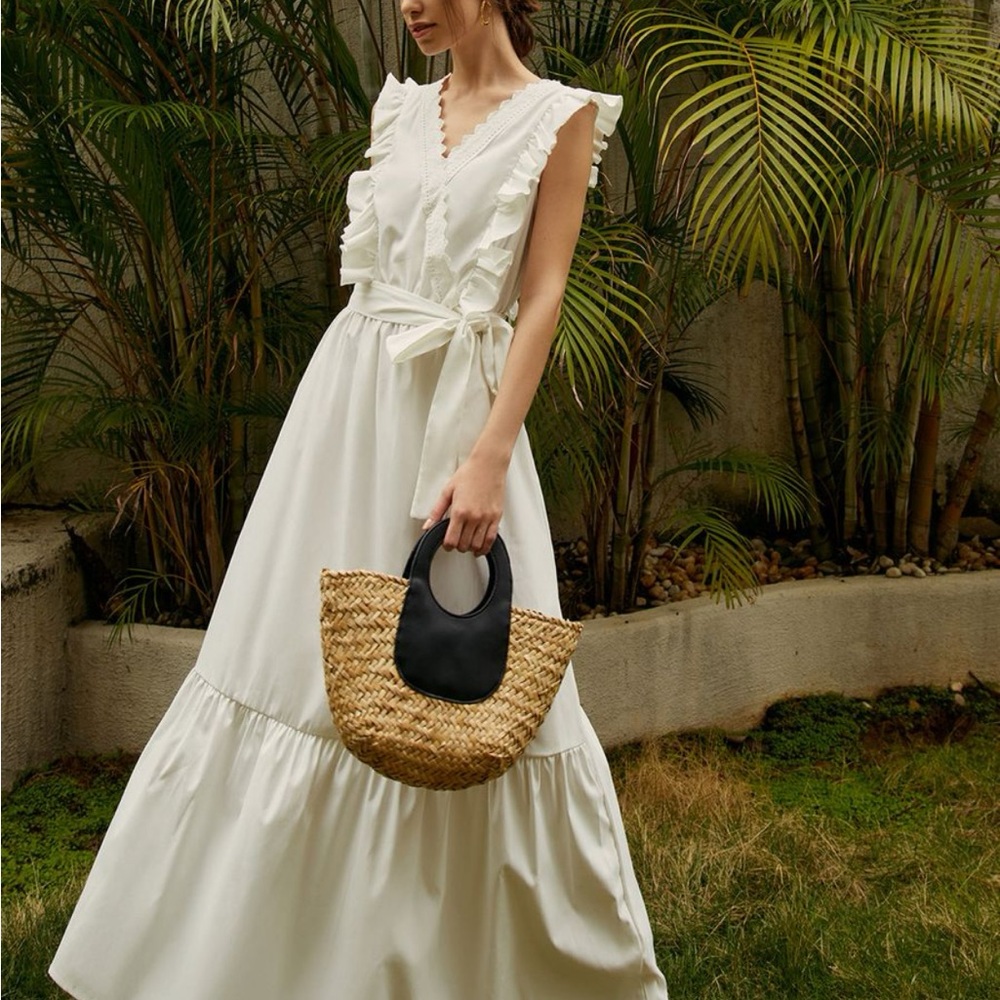 Commense White Ruffle Wrap Maxi Dress - Picture 4 of 6